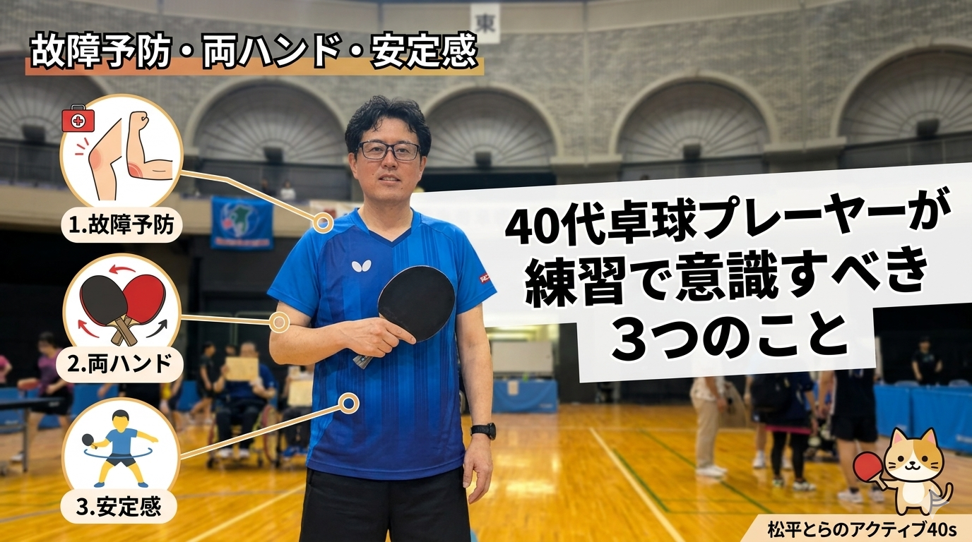40代卓球プレーヤーが練習で意識すべき3つのこと｜故障予防・両ハンド・安定感