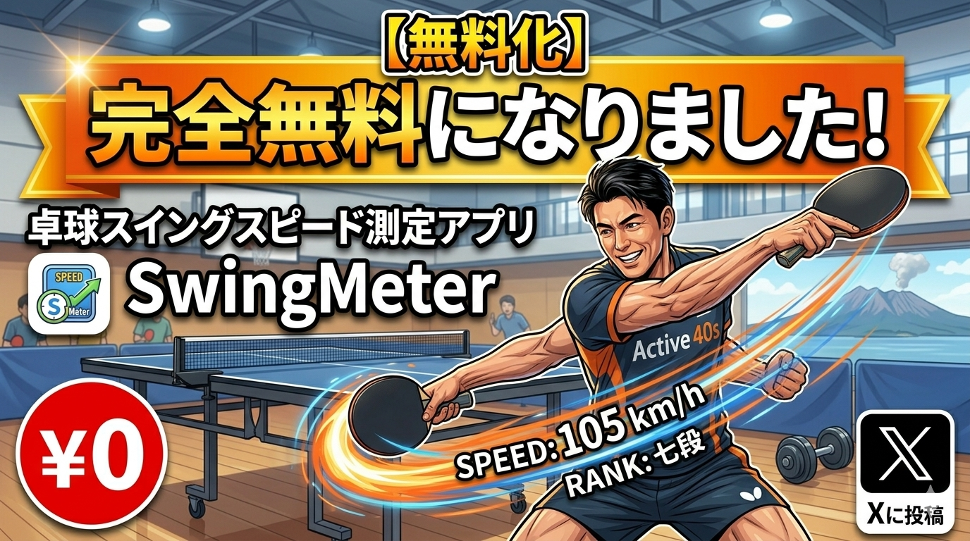 【無料化】卓球スイングスピード測定アプリSwingMeterが完全無料になりました