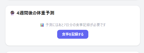 4週間後の体重予測画面